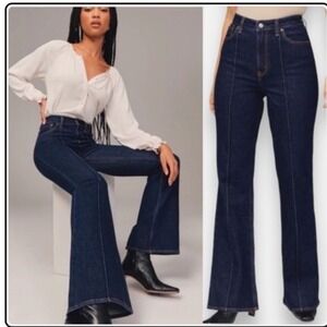 Abercrombie & Fitch Dark Blue High-Rise Flare Jeans